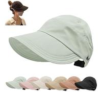 HIDRUO Outdoor UV Protection Hollow Top Sun Hat, Women's Large Brim UV Protection Empty Top Sun Hat, Large Brim Empty Top Hat (Poliéster, Blue)