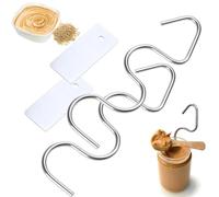 HIDRUO Peanut Butter Stirrer Tool, Nut Butter Mixer, Stainless Steel Peanut Butter Mixer Tool Fits 16-26 OZ Jars for Mixing Various Butter & Jam (2Set)