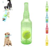 HIDRUO Pet Chew Beer Bottle with Tennis Ball,Squeaky Chew Toy for Dogs,Dog Toy Bottle with Ball Inside, Water Bottle Dog Toy, Interactive Toys for Dogs (Green, L)