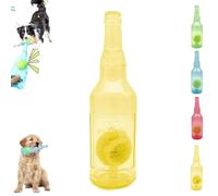 HIDRUO Pet Chew Beer Bottle with Tennis Ball,Squeaky Chew Toy for Dogs,Dog Toy Bottle with Ball Inside, Water Bottle Dog Toy, Interactive Toys for Dogs (Yellow, L)