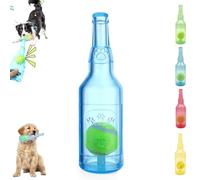HIDRUO Pet Chew Beer Bottle with Tennis Ball,Squeaky Chew Toy for Dogs,Dog Toy Bottle with Ball Inside, Water Bottle Dog Toy, Interactive Toys for Dogs (Blue, S)