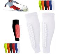 HIDRUO Shin Defender Shin Guards, Soccer Shin Guards, Soccer Shin Guards Pads for Youth Adult, Calf Compression Sleeve with Honeycomb Pads, Protective Soccer Shin Pads Gear for Boys (White, L)