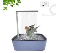 HIDRUO Shower Time for Birds, Automatic Bird Shower with Pump, Parrot Bathtub-Automatic Bird Bath for Cage Parrot Bath with Shower Water Circulated Controller for Small Medium Birds (Gray Blue)