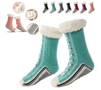 HIDRUO Ultra-Thick Cashmere Slipper Home Socks, Cashmere Slipper Socks, Non Slip Fluffy Comfy Warm Winter Slipper Socks for Women Men (Blue)