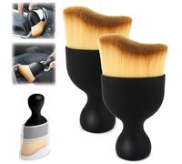 HIDRUO Woobrooch Car Interior Dust Sweeping Soft Brush, Car Cleaning Brush Interior, Car Duster Brush Car Accessories for Dashboard, AC Vents, Leather, Scratch-Free (2PCS)