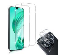 HidWee Compatible con HONOR X8B 4G/Honor X8b Cristal Templado, 2 Piezas Protector de Pantalla + 2 Piezas Protector de Lente Cámara, Sin Burbujas 9H Dureza Vidrio Templado