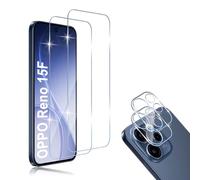 HidWee Compatible con OPPO Reno 15 FS 5G / OPPO Reno 15F 5G Cristal Templado, 2 Piezas Protector de Pantalla + 2 Piezas Protector de Lente Cámara, HD Sin Burbujas, 9H Dureza, Anti-Arañazos