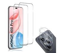 HidWee Cristal Templado Compatible con Honor 400 Pro 5G, 2Pcs Protector de Pantalla [3D Cobertura Completa] + 2Pcs Protector de Lente Cámara, 9H Dureza Anti-Arañazos HD Sin Burbujas Vidrio Templado