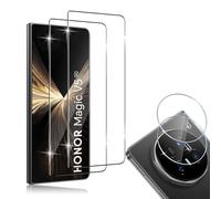 HidWee Cristal Templado Compatible con Honor Magic V5, 2Pcs Protector de Pantalla [3D Cobertura Completa] + 2Pcs Protector de Lente Cámara, 9H Dureza Anti-Arañazos HD Vidrio Templado