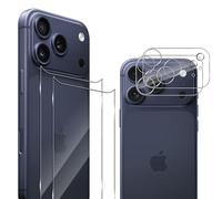 HidWee Cristal Templado Compatible con iPhone 17 Pro MAX Protector de Pantalla Trasera + Protector de Lente Cámara (2+2 Piezas), 9H Dureza Anti-Arañazos Sin Burbujas Cobertura Completa Vidrio