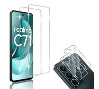 HidWee Cristal Templado Compatible con Realme C71, 2 Piezas Protector de Pantalla + 2 Piezas Protector de Lente Cámara, HD Sin Burbujas, 9H Dureza, Anti-Arañazos, Antihuellas