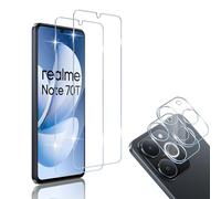 HidWee Cristal Templado Compatible con Realme Note 70T, 2 Piezas Protector de Pantalla + 2 Piezas Protector de Lente Cámara, 9H Dureza, Anti-Arañazos, HD Sin Burbujas, Antihuellas