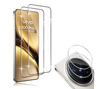 HidWee Cristal Templado Compatible con VIVO X200 Pro 5G, 2Pcs Protector de Pantalla [3D Cobertura Completa] + 2Pcs Protector de Lente Cámara, 9H Dureza Anti-Arañazos HD Sin Burbujas Vidrio Templado
