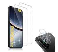 HidWee Cristal Templado Compatible con Xiaomi POCO F7 5G, 2 Piezas Protector de Pantalla + 2 Piezas Protector de Lente Cámara, HD Sin Burbujas, 9H Dureza, Anti-Arañazos, Antihuellas