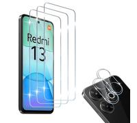 HidWee Cristal Templado Compatible con Xiaomi Redmi 13 4G / Poco M6 4G, 3 Piezas Protector de Pantalla + 2 Piezas Protector de Lente Cámara, 9H Dureza Sin Burbujas Cristal Templado