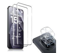 HidWee Cristal Templado Compatible con Xiaomi Redmi Note 15 Pro Plus 5G/ Poco M8 Pro, 2Pcs Protector de Pantalla [3D Cobertura Completa] + 2Pcs Protector de Lente Cámara, 9H Dureza HD Vidrio Templado