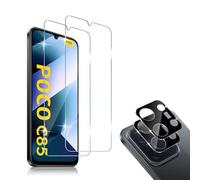 HidWee Cristal Templado para Xiaomi POCO C85, 2+2 Piezas Protector de Pantalla + Cámara, 9H Dureza, HD Anti-Arañazos, Capa Oleofóbica Antihuellas, Fácil Instalación Sin Burbujas