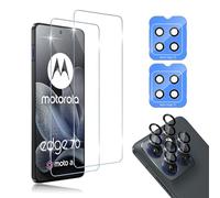 HidWee Protector de Pantalla para Motorola Moto Edge 70 5G, 2+2 Piezas Cristal Templado y Protector de Lente de Cámara, 9H Dureza, HD Anti-Arañazos, Capa Oleofóbica Antihuellas, Sin Burbujas
