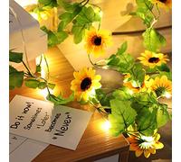 Hidyliu 2 Metros Cuerda de luz de Girasol, Cadena de Luces LED de Plantas Artificiales, Lámparas DecoracióN, Guirnalda deLuces de Cobre, para Casas Boda Arbol de Navidad(No incluye Bateria)