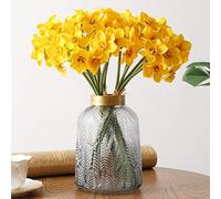 Hidyliu Flores artificiales de narciso de seda amarilla, 6 unidades, para decoración de narciso, decoración de narciso, decoración de narciso, para fiestas, hogar, mesa, centro de mesa para