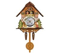 Hidyliu Reloj de cuco con pájaro cuco de madera antigua, campanillas de cuco, casa de pájaros, reloj de pared colgante automático, campana, péndulo, decoración del hogar