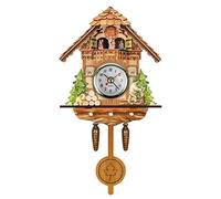 Hidyliu Reloj de cuco de madera envejecida con diseño de casa de pájaros para decoración del hogar, reloj de cuco colgante, campana, péndulo, decoración del hogar