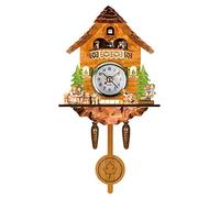 Hidyliu Reloj de cuco de madera envejecida con diseño de casa de pájaros para decoración del hogar, reloj de cuco colgante, campana, péndulo, decoración del hogar