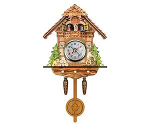 Hidyliu Reloj de cuco de madera envejecida con diseño de casa de pájaros para decoración del hogar, reloj de cuco colgante, campana, péndulo, decoración del hogar