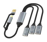 HIEbee Cable divisor USB en Y de 1 pie, concentrador expansor USB A y USB C 2 en 1, extensor de puerto multiUSB, cargador de datos extra multipuerto, adaptador dividido para Mac MacBook, coche, Xbox