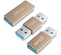HIEbee Kit de 3 tipos de apters USB 3.0, USB 3.0 hembra a hembra y macho a macho y hembra a macho, convertidor de conector de extensión de alta velocidad, dorado