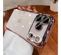 HIEHGN Compatible con iPhone 17 Pro MAX, Funda rígida de PC, Funda Protectora de Cobertura Total con Purpurina galvanizada a Prueba de caídas para iPhone 16, Rosa, para iPhone 14pro