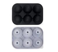 Hielo de silicona para cócteles, jugos, 6 cavidades redondas, eficiente, bandeja de cubitos de hielo grandes, tapa segura con embudo