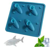 Hielo grande - Silicona alimentaria tamaño estándar | 4 cavidades en forma de tiburón molde reutilizable con liberación fácil diseño creativo cocina postres de liberación fácil | Inicio Picnic