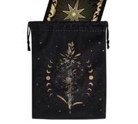 Hiemible Bolsillo Para Tarot De Almacenamiento | Bolsas De Almacenamiento En Terciopelo Para Baraja Tarot,Organizador Estampado para Joyas Dados y Artículos Espirituales como Cristales Runas Relojes