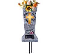 Hiemible Jarrón Solar Para Tumbas De Cementerio Con Luces LED, Floreros Para El Sitio De La Tumba, Memoriales Con Iluminación Solar Y Púas Para Decoración De Exterior En Cementerios Y Jardines Al Aire