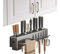 Hiemible Portacubiertos - Porta Cubiertos de Pared,Organizador Almacenamiento con Ganchos Colgador sin Taladro Accesorios Cocina Utensilios Cucharas