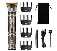 HIENA Recortadora de pelo profesional sin huecos en T para hombres, ajustable de bajo ruido, sin cables, recargable por USB, afeitadora eléctrica (bronce)