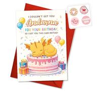 Hieprints Bookish - Tarjeta de cumpleaños con texto en inglés "I Couldn't Get You Andarna for Your Birhtday Dragon Bookish Regalo de cumpleaños para niños, niñas, amantes de la fantasía, tarjeta de