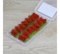 Hierba autoestática para mechones para modelos de paisajes, accesorios de paisaje a escala HO, racimos de flores silvestres en miniatura para diseños de ferrocarril modelo, juego de 14 piezas (rojo)