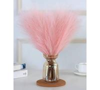 Hierba de pampa sintética decorativa, flores artificiales esponjosas, juego de 3 piezas para el hogar, oficina, decoración de boda y manualidades (sin jarrón) rosa bebé