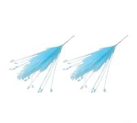 Hierba de pavo real barbudo simulada, 2 piezas de 63 cm, arreglo floral de cola artificial para boda, guía de carretera, decoración, centro de mesa (azul)
