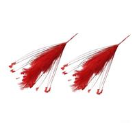 Hierba de pavo real barbudo simulada, 2 piezas de 63 cm, arreglos florales artificiales de cola de boda, guía de carretera, decoración de pasillo (rojo)