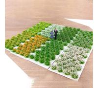 Hierba estática para mechones con flores silvestres para modelar cubierta natural del suelo en escenas en miniatura, juegos de ajedrez de guerra y mesas de arena (amarillo rape)