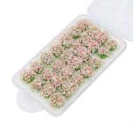 Hierba estática para mechones con flores silvestres para modelar cubierta natural del suelo en escenas en miniatura, juegos de ajedrez de guerra y mesas de arena (rosa)