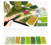 Hierba estática para mechones con flores silvestres para modelar cubierta natural del suelo en escenas en miniatura, juegos de ajedrez de guerra y mesas de arena (verde)