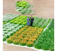 Hierba estática para mechones para paisaje en miniatura mezclado con flores silvestres, adecuado para edificios de modelos, mesas de arena y ajedrez de guerra, 28 racimos (verde)