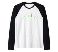 Hierbas Latidos del Corazón Vegano Heartbeat Hierba Planta Árbol Camiseta Manga Raglan