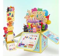 Hierein Tarjeta Cumpleaños Pop-up, 3D Pastel de Gato Tarjeta Felicitacion Cumpleaños Tarjeta Regalo para San Valentín, Amigo, Novias, Regalo Aniversario, Tarjetas Cumpleaños Caja, Regalo Sorpresa