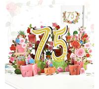 Hierein Tarjeta de Cumpleaños, Regalo Sorpresa Pop Up Carte 75 Años Fiesta de Aniversario de Boda del Día de San Valentín Tarjeta de Felicitación 3D Bendiciones para Familiares y Amigos