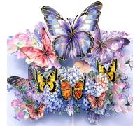 Hierein Tarjetas de Cumpleaños, Hermosas Mariposas y Flores Tarjeta Felicitacion Cumpleaños con Sobre, Único y Exquisito Pop Up Tarjeta Cumpleaños para Mamá Esposa Novia Familiares y Amigos